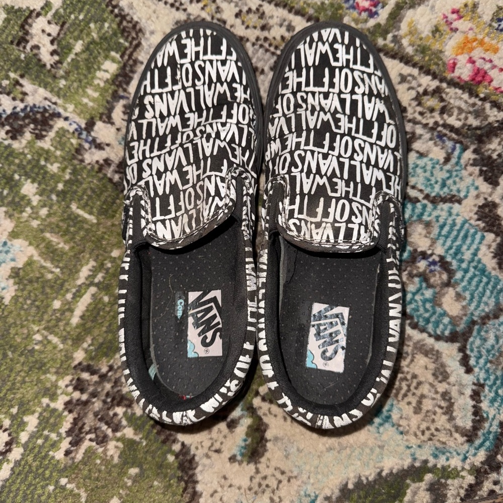 Vans Black and White Text Sneakers